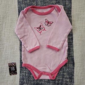 Luvable Friends Pink Embroidered Butterfly Onesie(6 to 9 months)